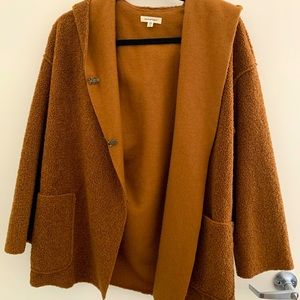 Oversized hooded teddy sweater cardigan